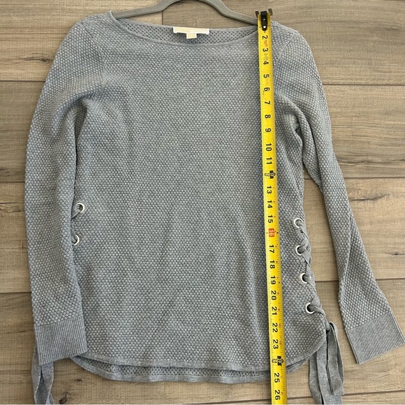 Michael Michael Kors Grey Waffle Knit Side Tie Long Sleeve Top S - Picture 9 of 9